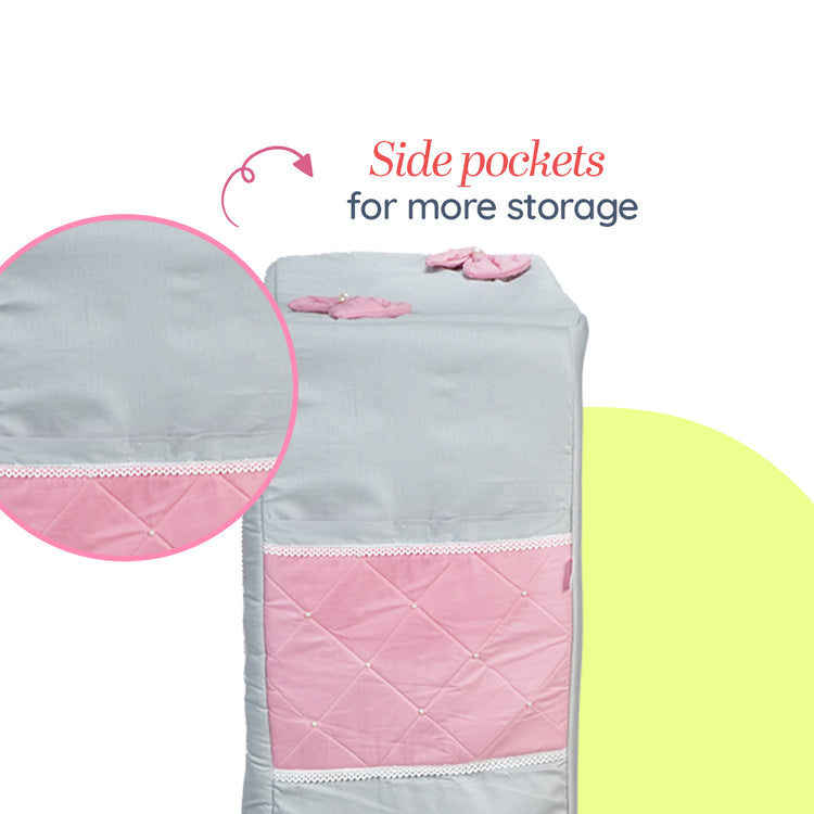 Adorables Cupboard | Grey & Pink | Pearl Work & Lace | Cotton & Foam LD