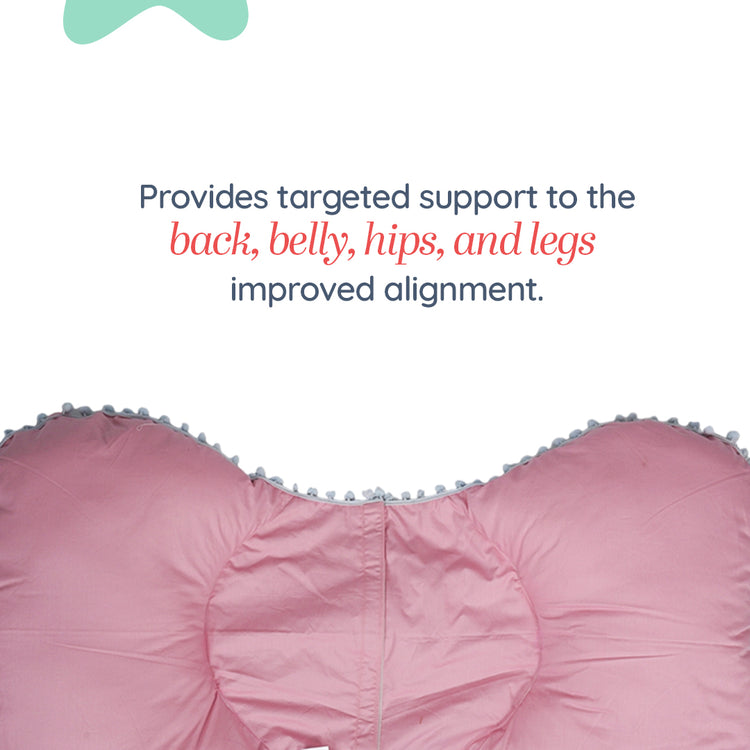 Adorables Pregnancy Pillow-(Small) | Grey & Pink | Pompom Lace Design | Full Body Support