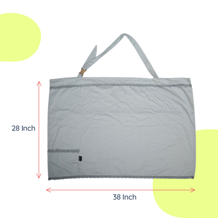 Adorables Feeding Cover | Grey | Cotton | Lace Design | Pocket for Convenience