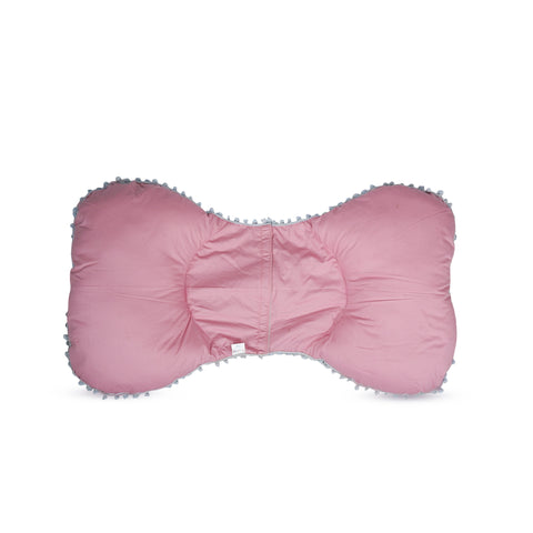 Adorables Pregnancy Pillow-(Small) | Grey & Pink | Pompom Lace Design | Full Body Support