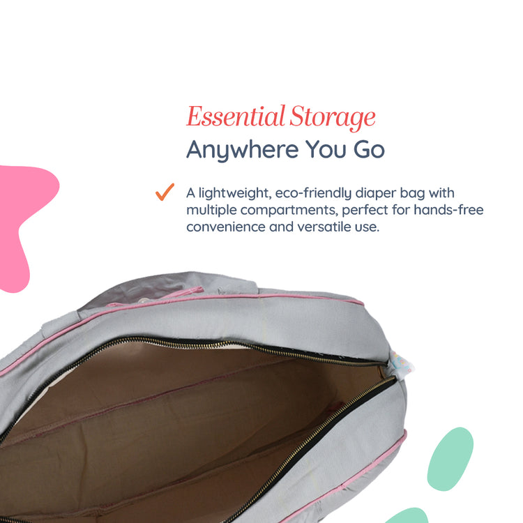Adorables Mother Bag | Grey & Pink | Bow & Pearls Design | Cotton & Foam LD