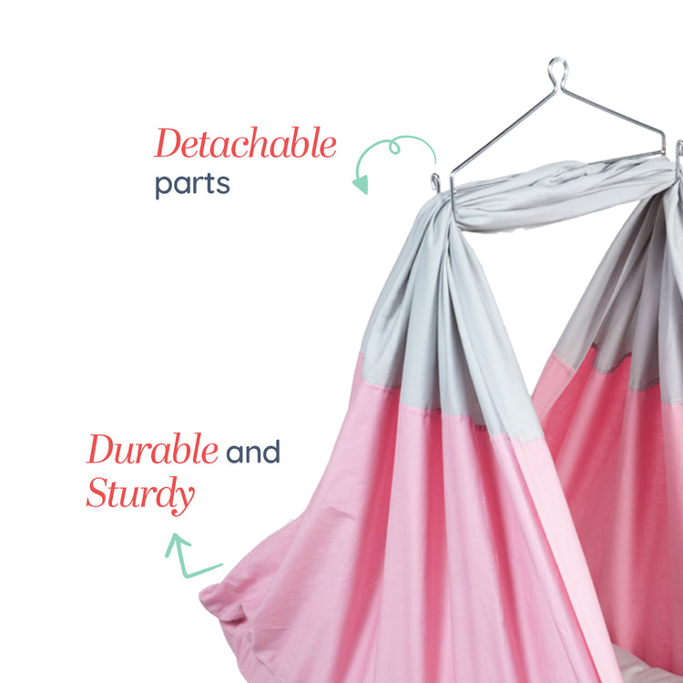 Adorables Bed Cradle | Grey & Pink | Cotton with Recron | Elegant Details for Comfort and Safety