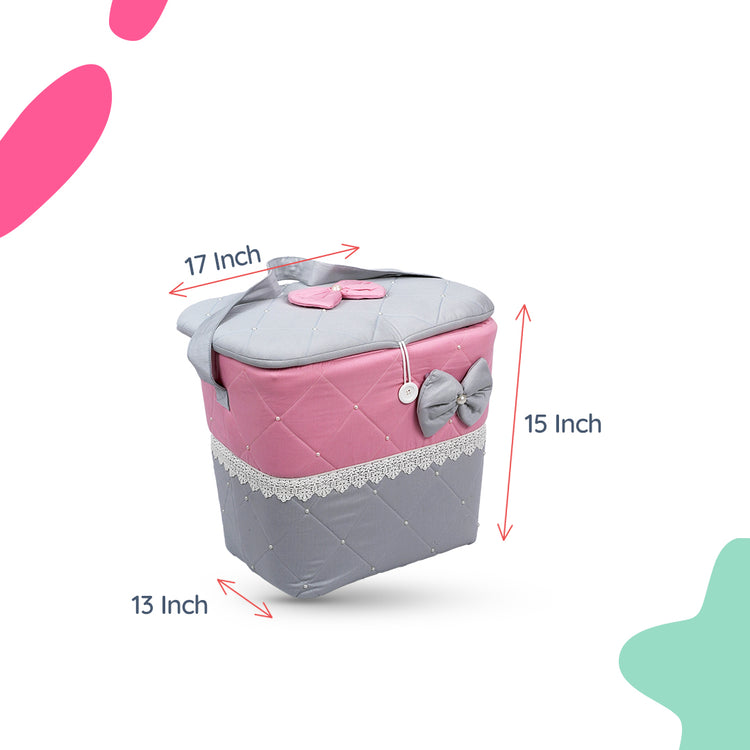Adorables Baby Basket (Large) | Lightweight Storage | Grey & Pink | Organizer for Baby Essentials