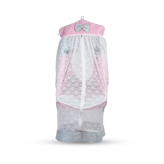 Adorables Bed Cradle | Grey & Pink | Cotton with Recron | Elegant Details for Comfort and Safety