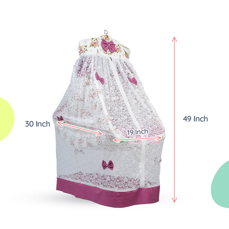 Adorables Bed Cradle | Pink & White | Cotton with Recron | Elegant Details for Comfort and Safety