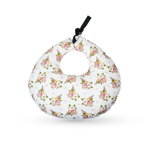 Adorables Feeding Pillow | Pink & White | Floral Print with Lace Design | Cotton with Recron Filling