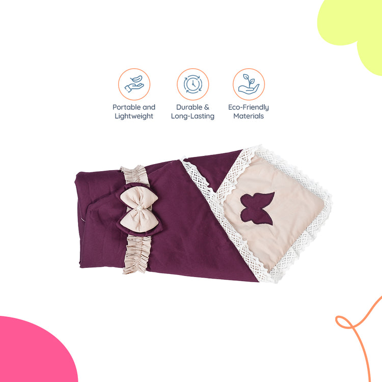 Adorables Receiving Blanket | Purple & Beige | Cotton with Recron | Soft & Elegant Swaddle