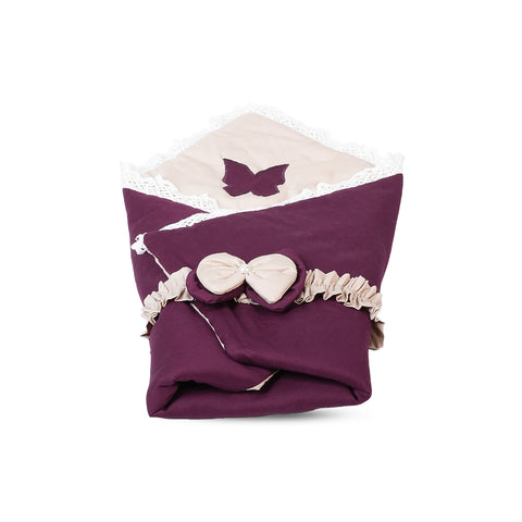 Adorables Receiving Blanket | Purple & Beige | Cotton with Recron | Soft & Elegant Swaddle