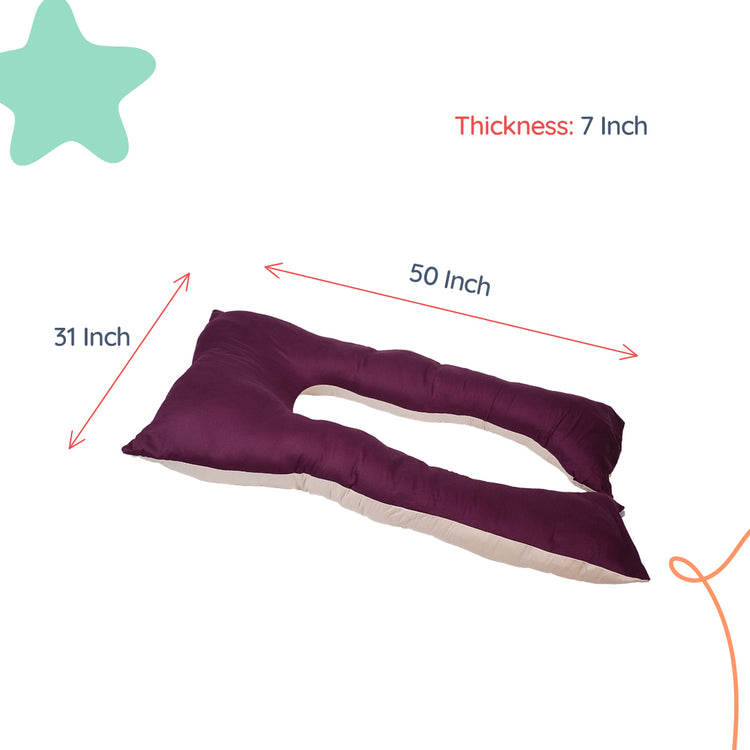 Adorables Pregnancy Pillow – Purple & Beige | Full Body Comfort for Expecting Mothers