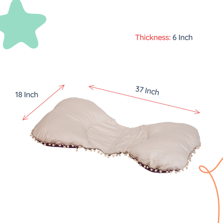 Adorables Pregnancy Pillow-(Small) | Purple & Beige | Pompom Lace Design | Full Body Support