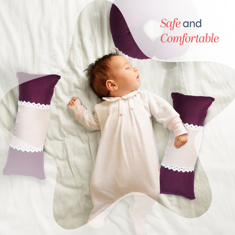 Adorables Pillow Set – Purple & Beige | Lace Design with Side & Neck Pillows