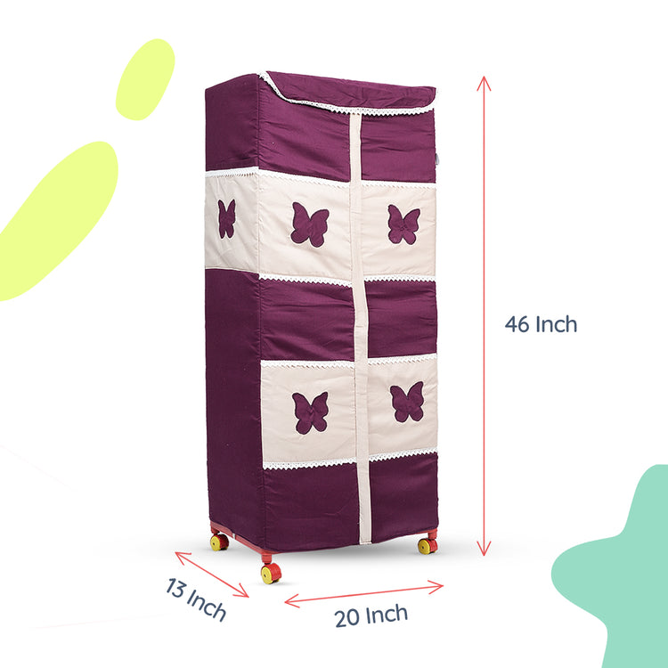 Adorables Cupboard | Purple & Beige | Butterfly Embroidery & Lace Design