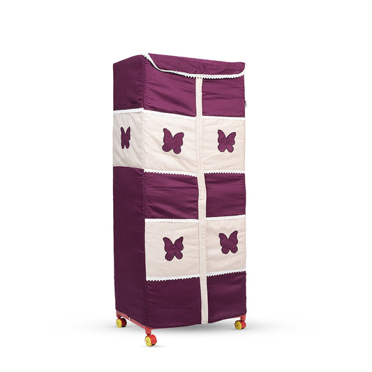 Adorables Cupboard | Purple & Beige | Butterfly Embroidery & Lace Design