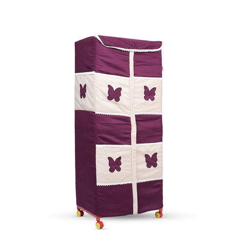 Adorables Cupboard | Purple & Beige | Butterfly Embroidery & Lace Design