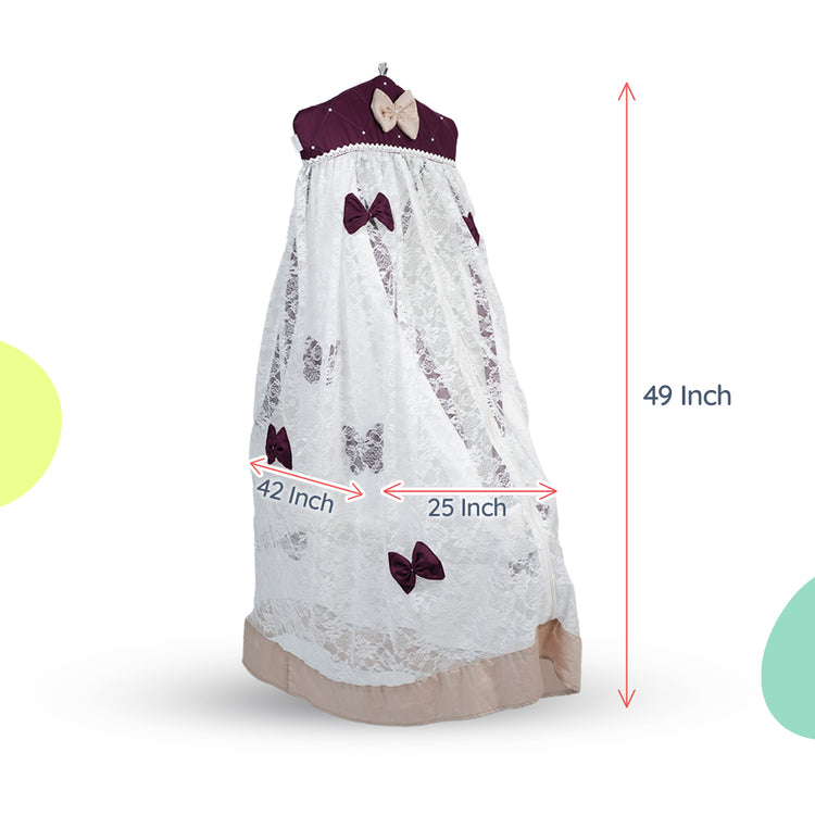 Adorables Cradle Set | Purple & Beige | Cotton with Net | Elegant & Secure Sleeping Space