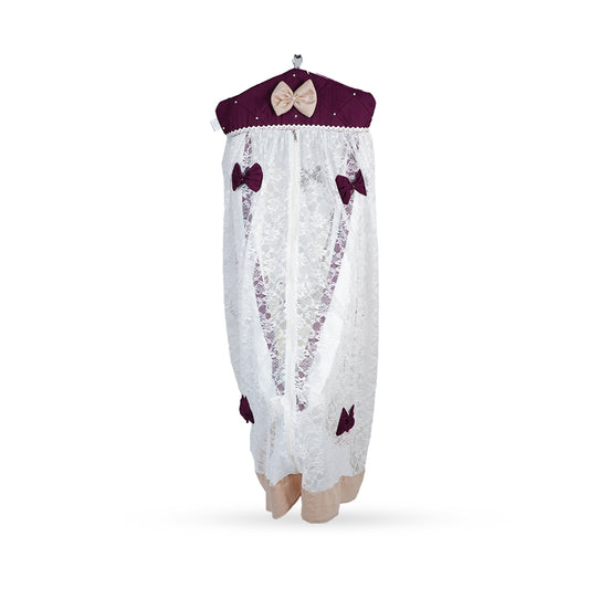 Adorables Cradle Set | Purple & Beige | Cotton with Net | Elegant & Secure Sleeping Space