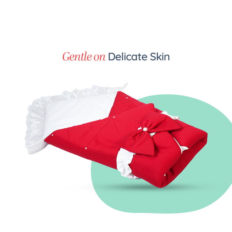 Adorables Receiving Blanket | Red & White | Cotton with Recron | Cozy & Elegant Swaddle