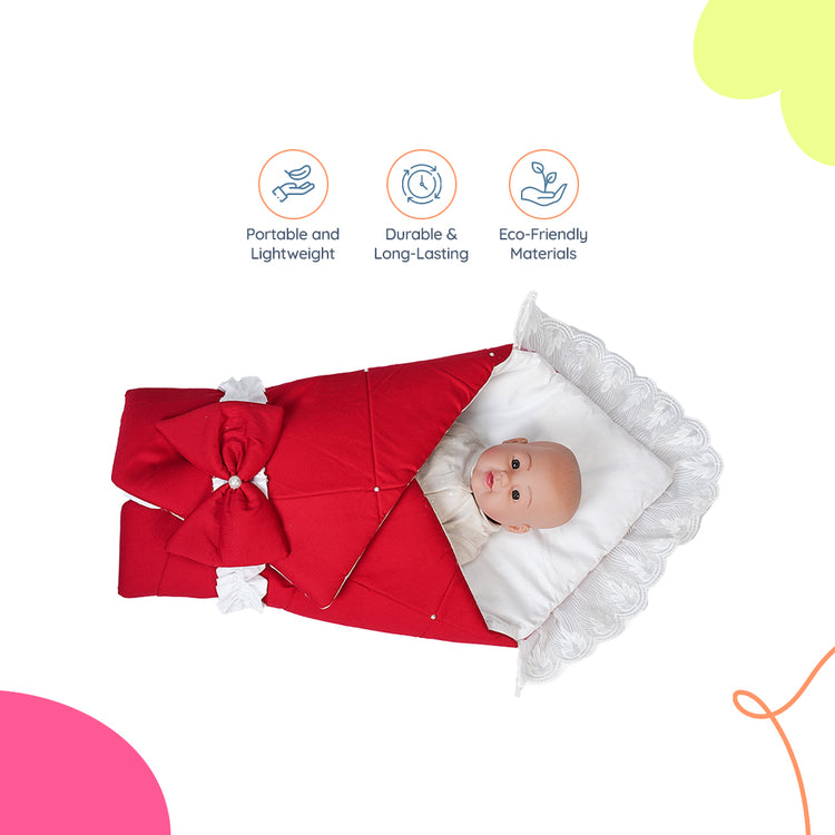 Adorables Receiving Blanket | Red & White | Cotton with Recron | Cozy & Elegant Swaddle