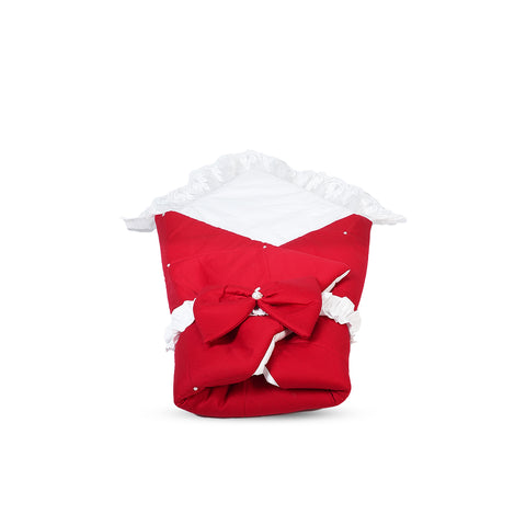 Adorables Receiving Blanket | Red & White | Cotton with Recron | Cozy & Elegant Swaddle