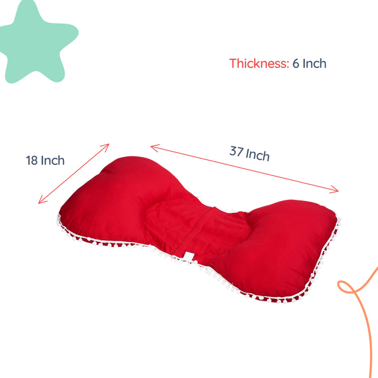 Adorables Pregnancy Pillow-(Small) | Red & White | Pompom Lace Design | Full Body Support