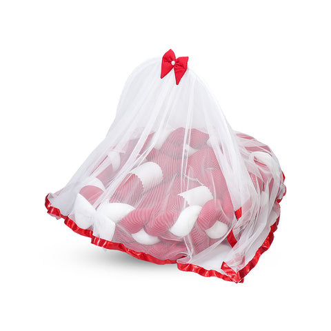 Adorables Braided Nest – Soft Cotton & Foam | Red & White | Side Pillows, Neck Pillow, and Protective Net