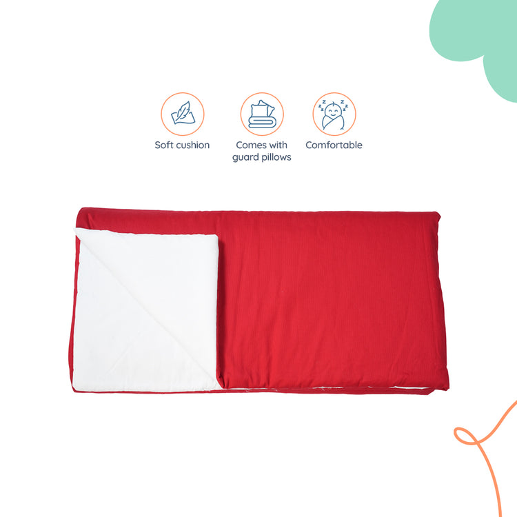 Adorables Quilt-L | Red & White | Cotton & Recron Sheet | Includes Side & Neck Pillows