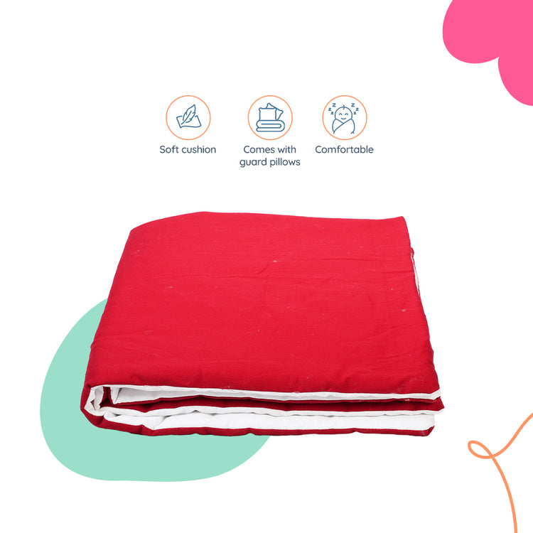 Adorables Quilt-M | Red & White | Cotton & Recron Sheet | Includes Side & Neck Pillows