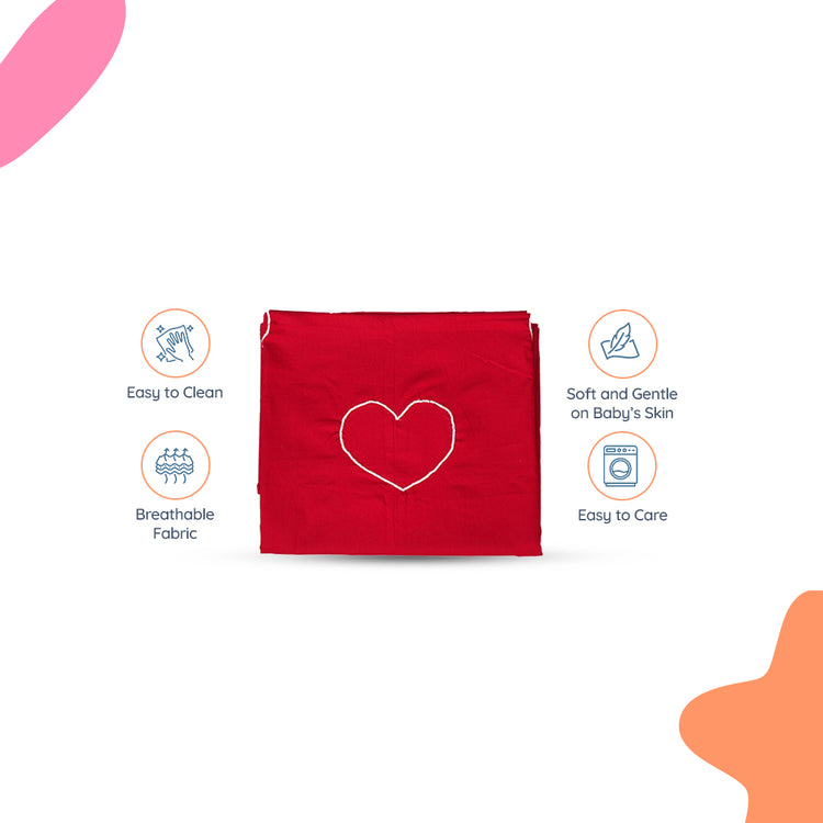 Adorables Bedsheet – Double | Red & White | Heart Embroidery | Cotton