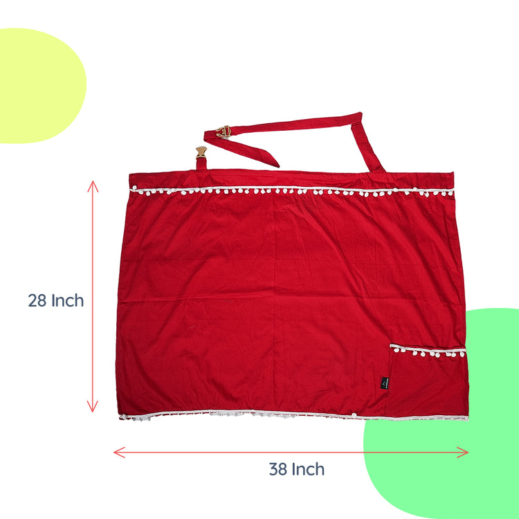 Adorables Feeding Cover | Red | Cotton | Lace Design | Pocket for Convenience