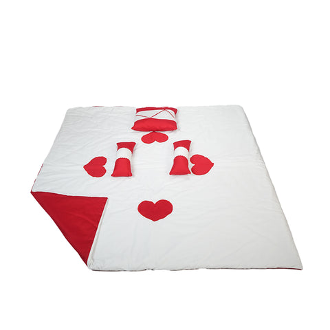 Adorables Quilt-L | Red & White | Cotton & Recron Sheet | Includes Side & Neck Pillows