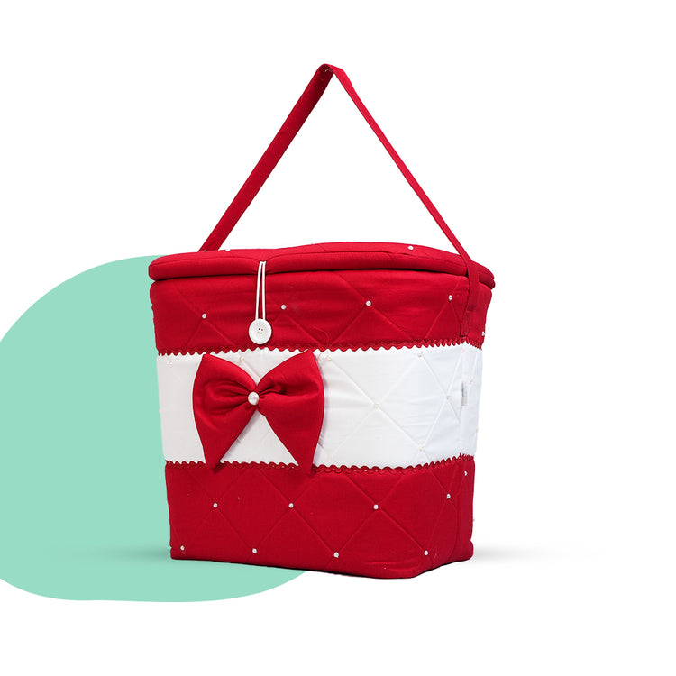 Adorables Baby Basket (Large) | Lightweight Storage | Red & White | Organizer for Baby Essentials