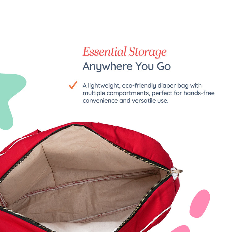 Adorables Mother Bag | Red & White | Bow and Pearls Lace Design | Cotton with Foam LD