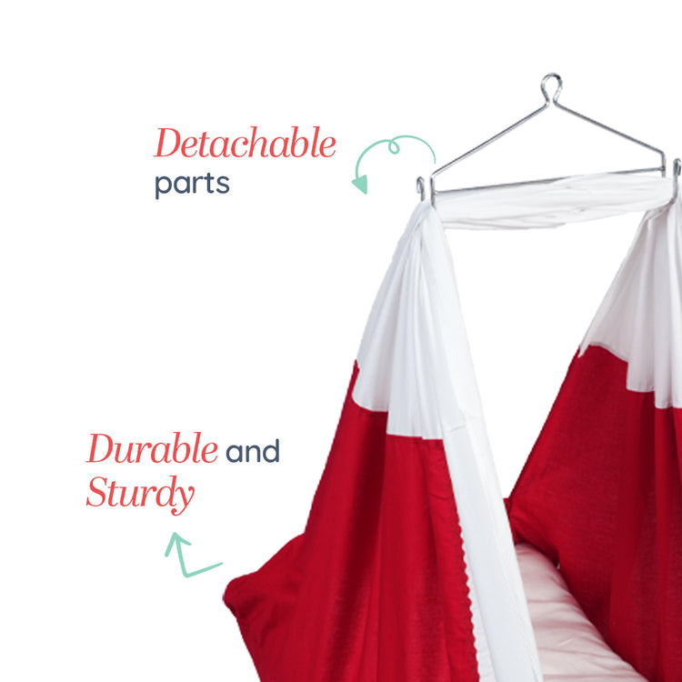Adorables Bed Cradle | Red & White | Cotton with Recron | Heart Embroidery Design
