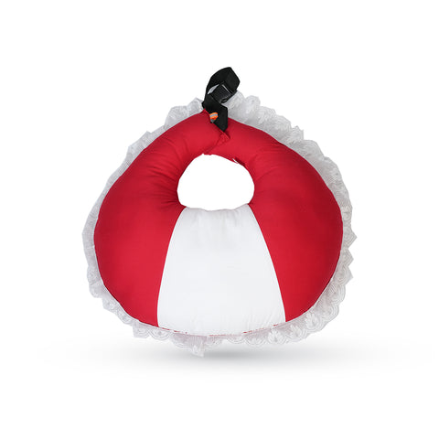 Adorables Feeding Pillow | Red & White | Lace Design | Cotton with Recron Filling