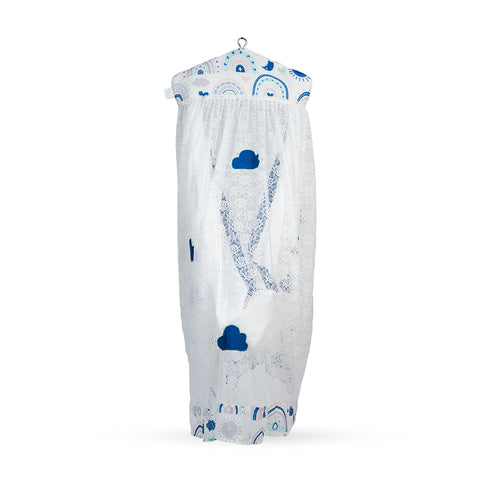 Adorables Cradle Set | Royal Blue & White | Cotton with Net | Secure & Stylish Baby Cradle