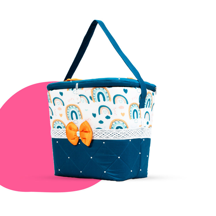 Adorables Baby Basket (Large) | Lightweight Storage | Colonial Blue & White | Organizer for Baby Essentials
