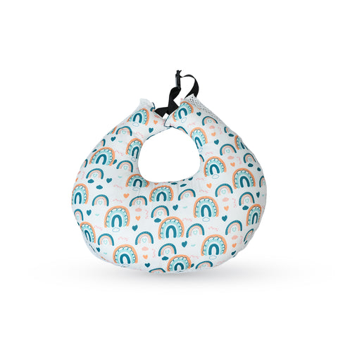 Adorables Feeding Pillow | Colonial Blue & White | Rainbow Print with Lace Design | Cotton with Recron Filling