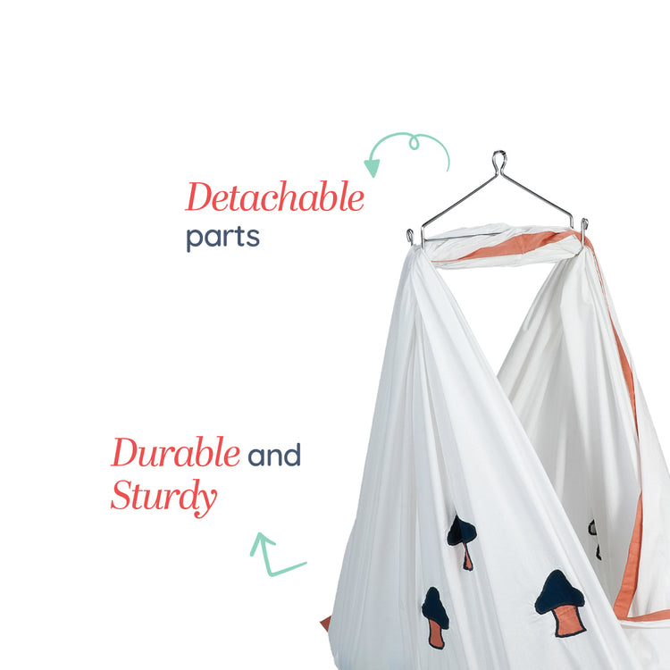 Adorables Cradle Set | Turquoise Blue & Peach | Cotton with Net | Safe & Elegant Baby Cradle
