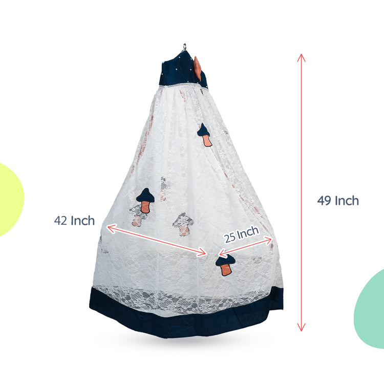 Adorables Cradle Set | Turquoise Blue & Peach | Cotton with Net | Safe & Elegant Baby Cradle