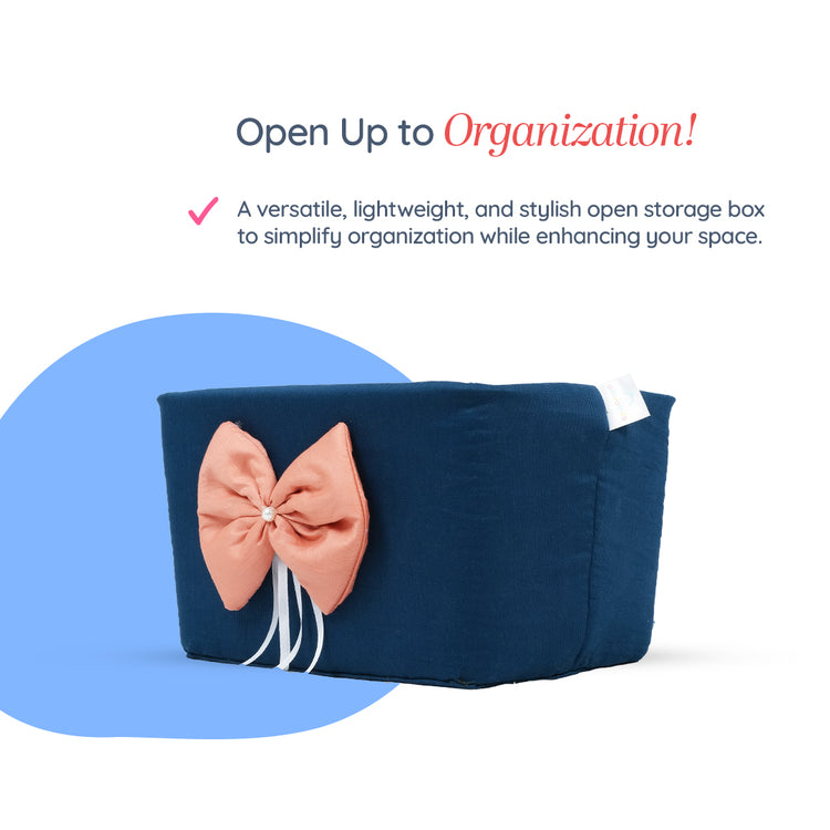 Adorables Open Basket | Turquoise Blue & Peach | Bow Work | Cotton & Foam LD