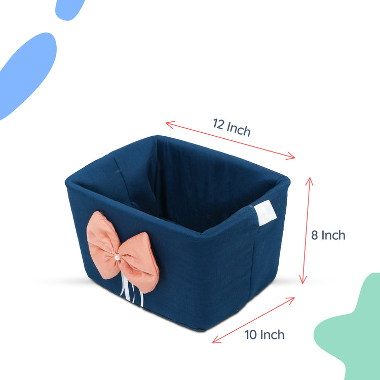 Adorables Open Basket | Turquoise Blue & Peach | Bow Work | Cotton & Foam LD