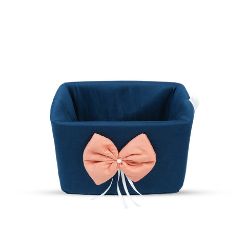 Adorables Open Basket | Turquoise Blue & Peach | Bow Work | Cotton & Foam LD