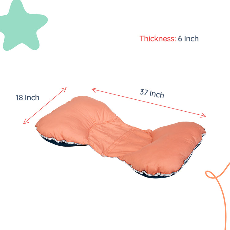 Adorables Pregnancy Pillow-(Small) | Turquoise Blue & Peach | Lace Design | Full Body Support
