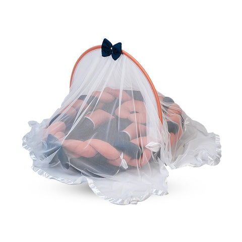 Adorables Braided Nest – Soft Cotton & Foam | Turquoise Blue & Peach | Side Pillows, Neck Pillow, and Protective Net