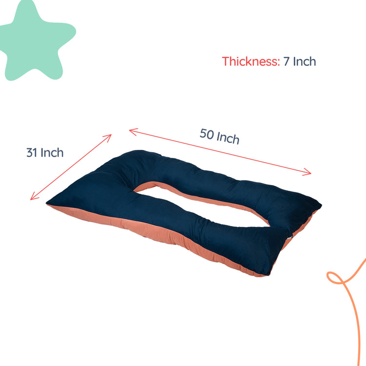 Adorables Pregnancy Pillow – Turquoise Blue & Peach | Full Body Support for Expecting Mothers