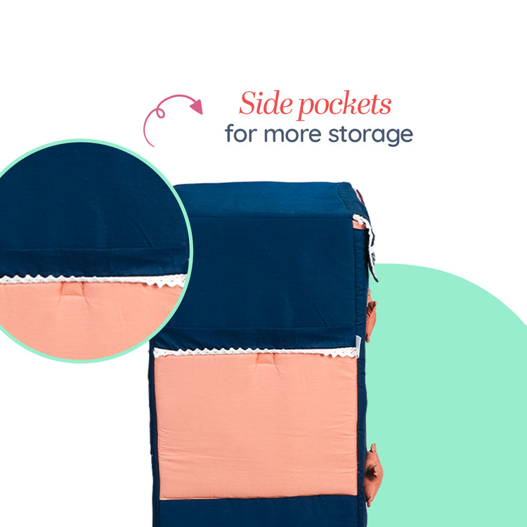 Adorables Cupboard | Turquoise Blue & Peach | Star Bow, Lace Detailing | Cotton & Foam LD