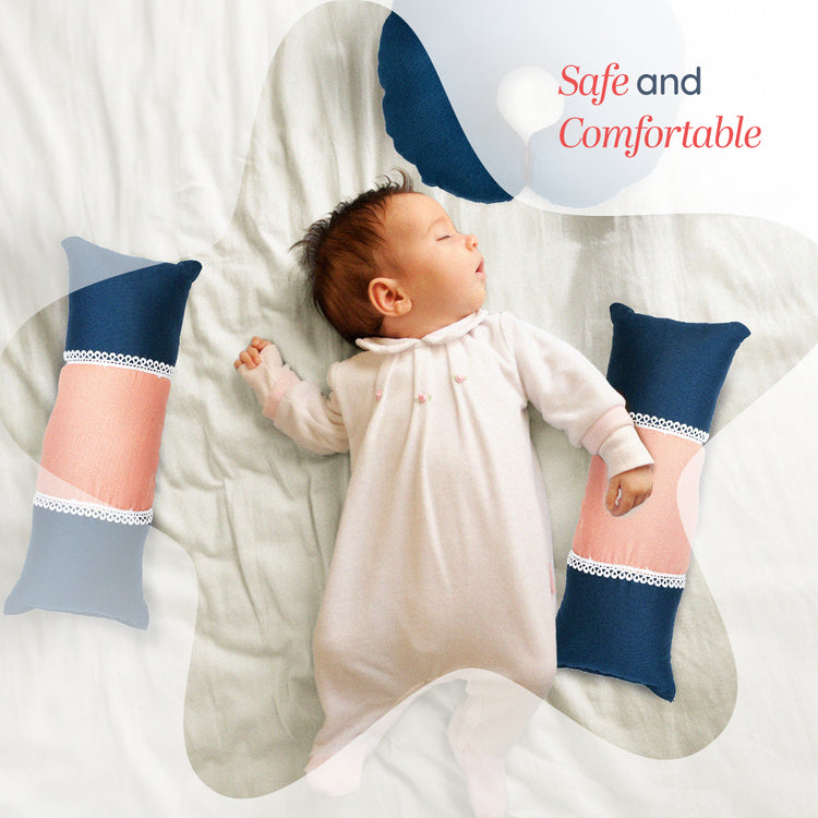Adorables Pillow Set – Turquoise Blue & Peach | Lace Design with Side & Neck Pillows