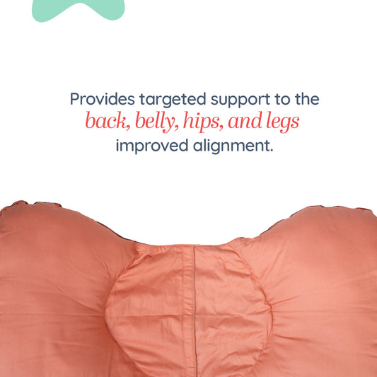 Adorables Pregnancy Pillow-(Small) | Turquoise Blue & Peach | Lace Design | Full Body Support