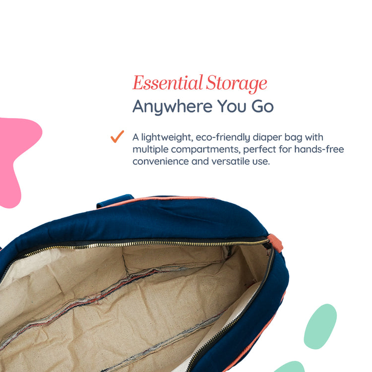 Adorables Mother Bag | Turquoise Blue & Peach | Lace Design | Cotton & Foam LD