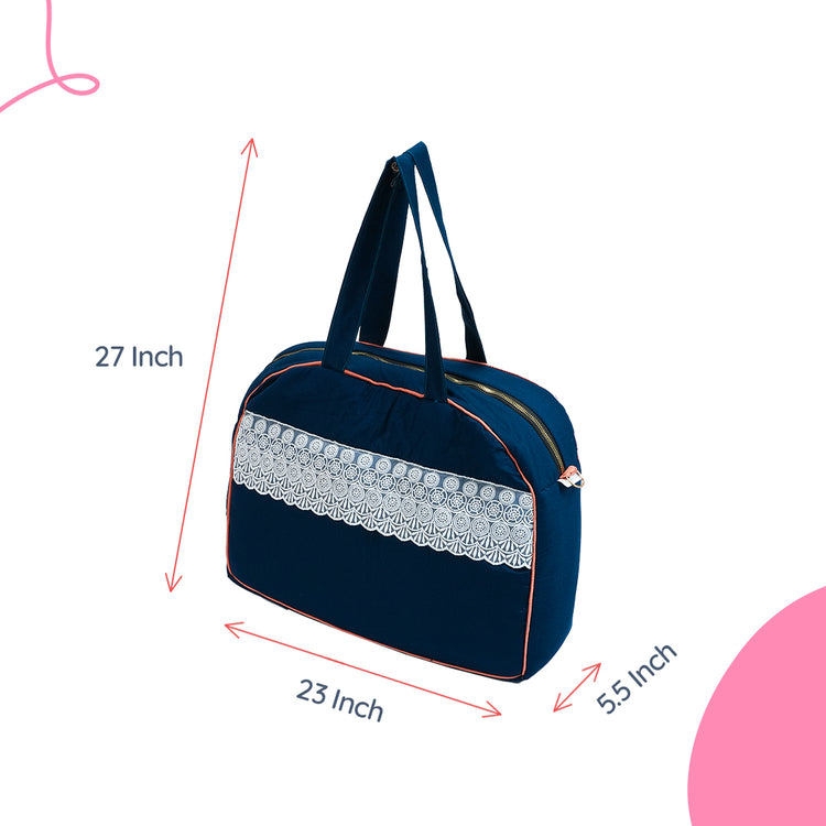 Adorables Mother Bag | Turquoise Blue & Peach | Lace Design | Cotton & Foam LD